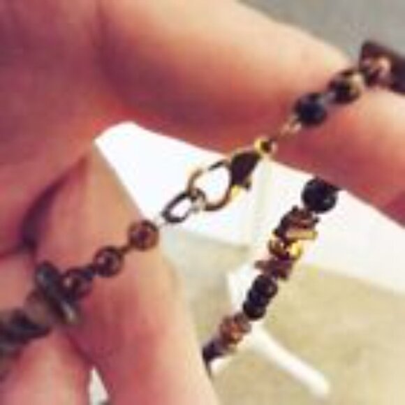 LAISE ADZER FAMOUS DESIGNER ONE OF A KIND UNIQUE TIGER EYE ONYX NECKLACE 63 - Picture 4 of 4